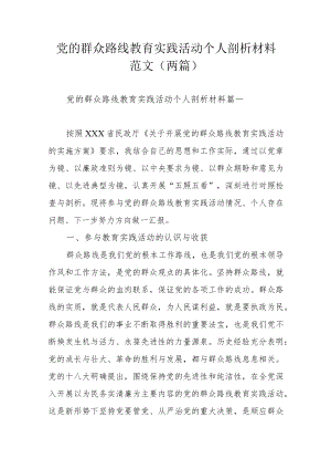 党的群众路线教育实践活动个人剖析材料范文（两篇）.docx