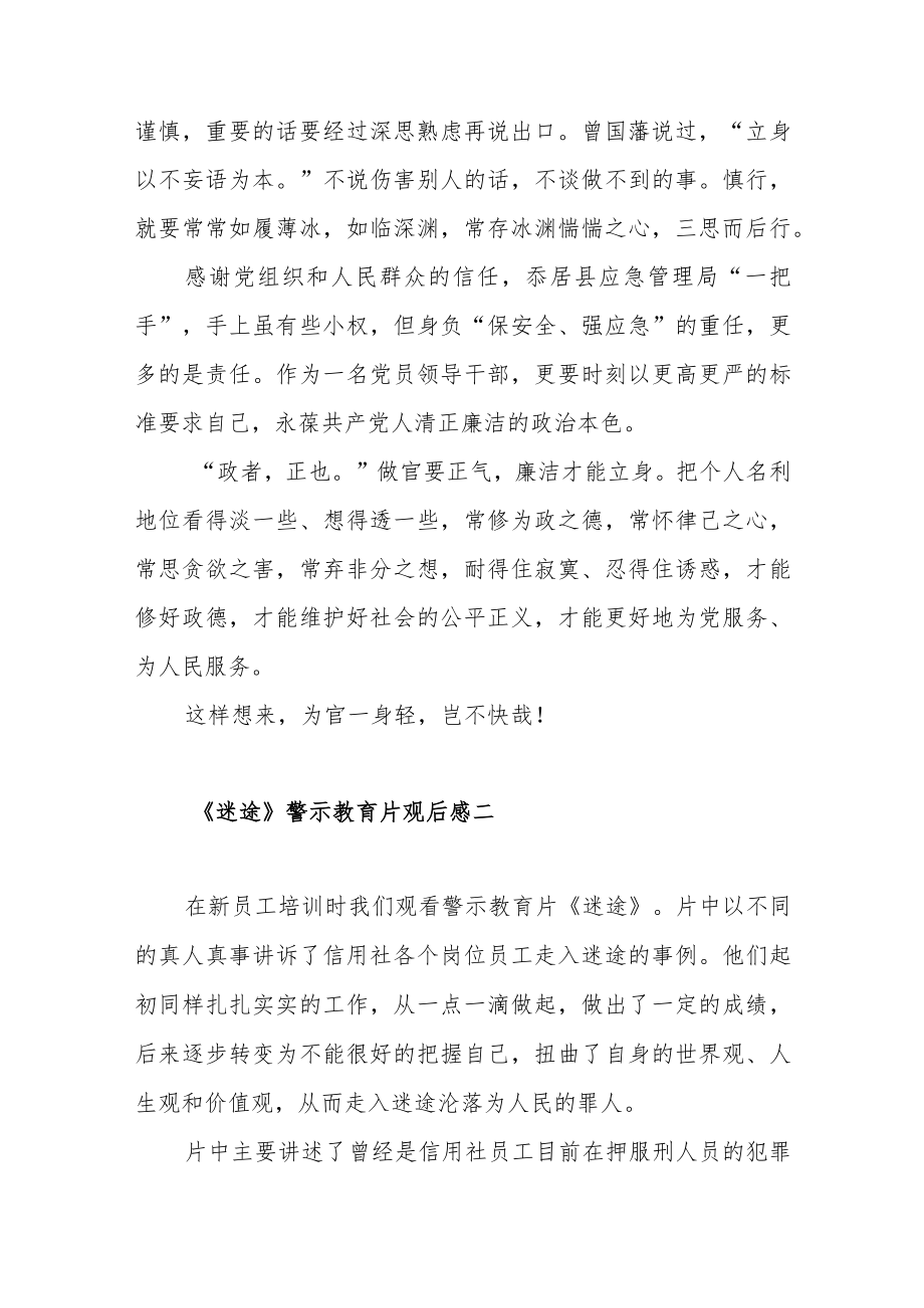 关于《迷途》警示教育片观后感范文（四篇）.docx_第2页