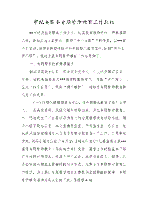 市纪委监委专题警示教育工作总结.docx