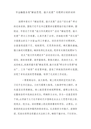 市金融服务局“解放思想、振兴发展”专题研讨剖析材料.docx