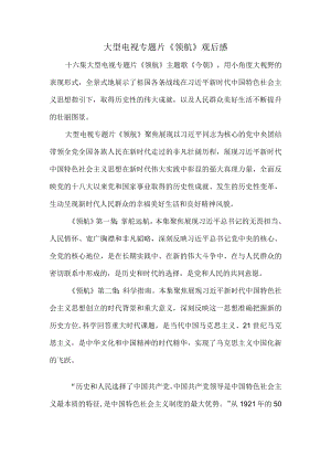 大型电视专题片《领航》观后感.docx