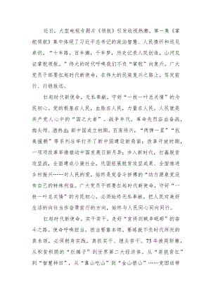 大型电视专题片《领航》第一集《掌舵领航》观后感2篇.docx