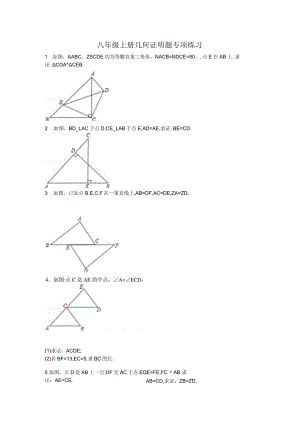 八年级上册几何证明题专项练习.docx