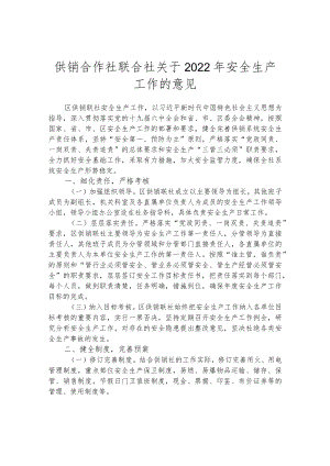 供销合作社联合社 关于2022年安全生产工作的意见.docx
