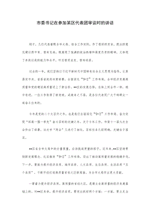 市委书记在参加某区代表团审议时的讲话.docx