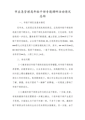 市应急管理局轻干部专题调研活动情况总结.docx
