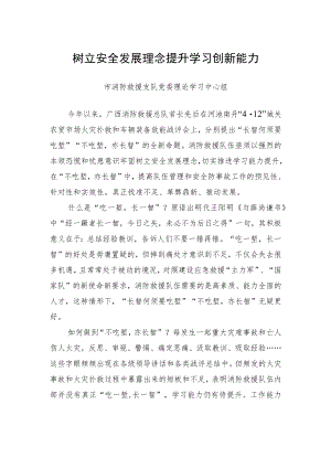 市消防救援支队党委理论学习中心组：树立安全发展理念提升学习创新能力.docx