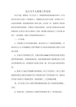 怎么写个人质量工作总结.docx