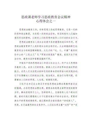 思政课老师学习思政教育会议精神心得体会之一.docx