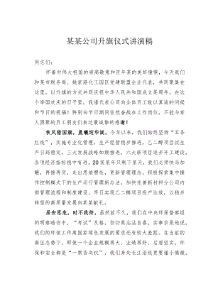 某某公司升旗仪式讲演稿.docx