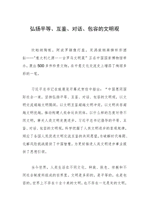 弘扬平等、互鉴、对话、包容的文明观.docx