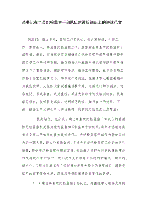 某书记在全县纪检监察干部队伍建设培训班上的讲话范文.docx