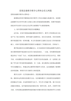 思想品德教学教学心得体会范文两篇.docx