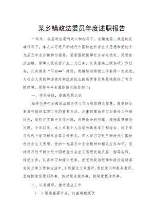 某乡镇政法委员年度述职报告.docx