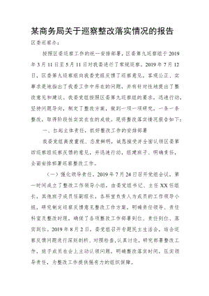 某商务局关于巡察整改落实情况的报告.docx