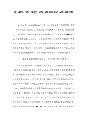 推动解决“两个薄弱”问题 推进政协专门协商机构建设.docx