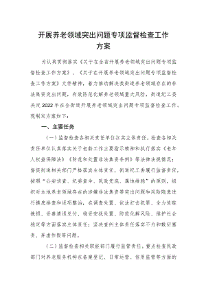 开展养老领域突出问题专项监督检查工作方案.docx