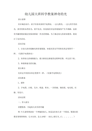 幼儿园大班科学教案神奇的光.docx