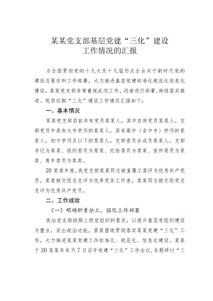 某某党支部基层党建“三化”建设工作情况的汇报.docx