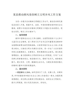 某县推动移风易俗树立文明乡风工作方案.docx