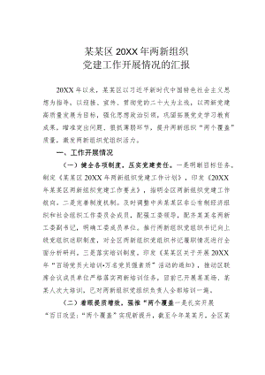 某某区2022两新组织党建工作开展情况的汇报.docx