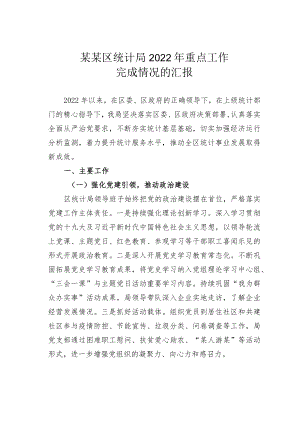 某某区统计局2022重点工作完成情况的汇报.docx