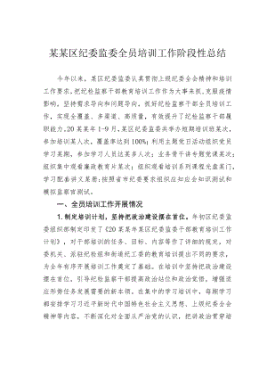 某某区纪委监委全员培训工作阶段性总结.docx
