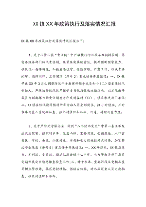 XX镇20XX政策执行及落实情况汇报.docx