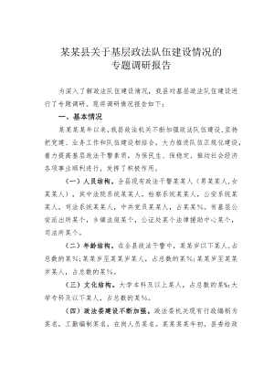 某某县关于基层政法队伍建设情况的专题调研报告.docx