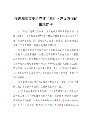 推进和落实基层党建“三化”建设方面的情况汇报.docx
