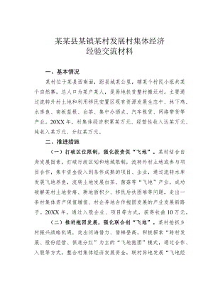 某某县某镇某村发展村集体经济经验交流材料.docx