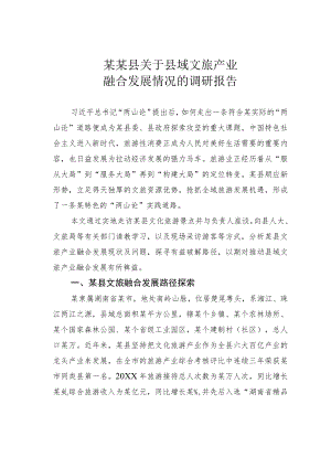 某某县关于县域文旅产业融合发展情况的调研报告.docx