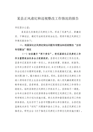 某县正风肃纪和巡视整改工作情况的报告.docx
