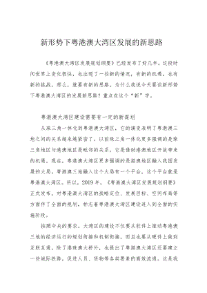 新形势下粤港澳大湾区发展的新思路.docx