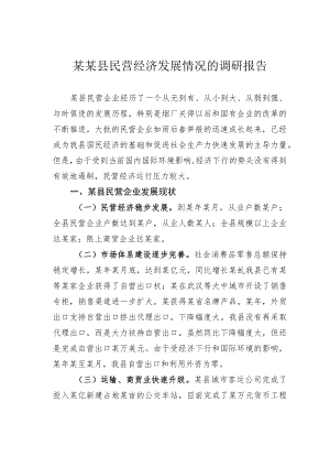 某某县民营经济发展情况的调研报告.docx