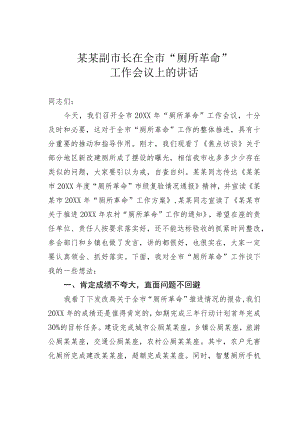 某某副市长在全市“厕所革命”工作会议上的讲话.docx