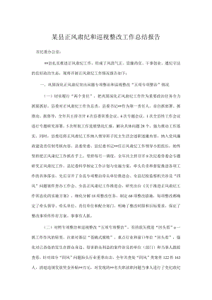 某县正风肃纪和巡视整改工作总结报告.docx