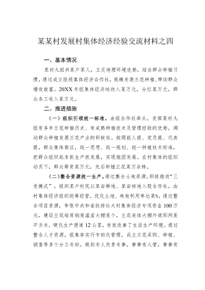 某某村发展村集体经济经验交流材料之四.docx