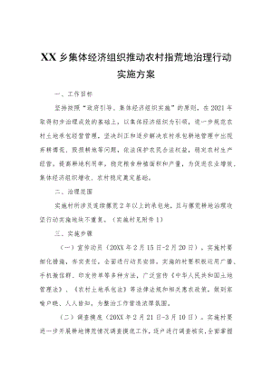 XX乡集体经济组织推动农村撂荒地治理行动实施方案.docx