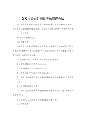 XX乡公益性岗位考核管理办法.docx