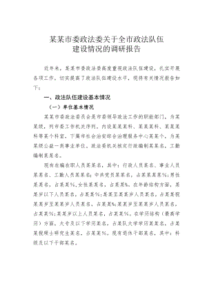 某某市委政法委关于全市政法队伍建设情况的调研报告.docx