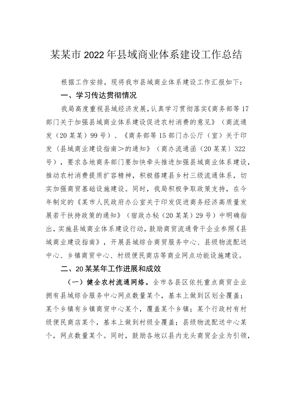 某某市2022年县域商业体系建设工作总结.docx_第1页