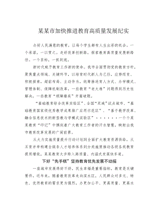 某某市加快推进教育高质量发展纪实.docx