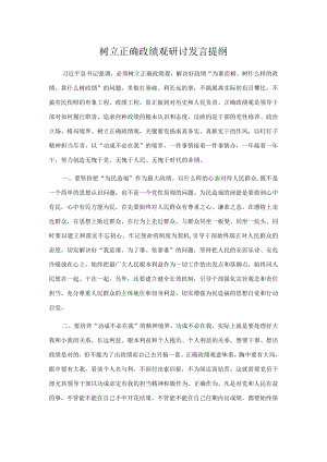 树立正确政绩观研讨发言提纲.docx