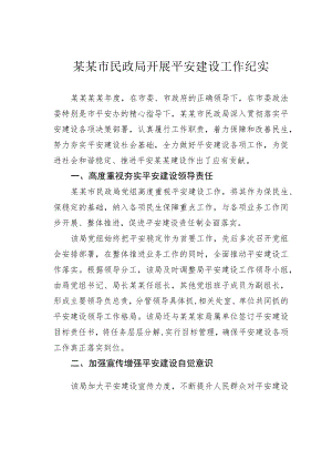 某某市民政局开展平安建设工作纪实.docx