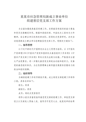 某某市应急管理局新成立事业单位组建基层党支部工作方案.docx