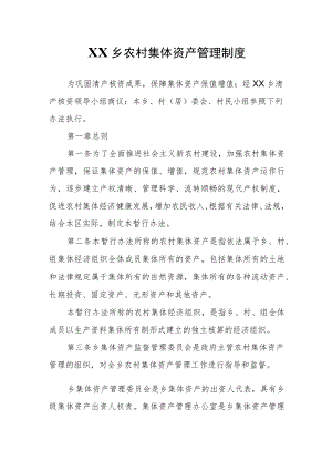 XX乡农村集体资产管理制度.docx