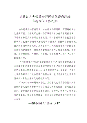 某某省人大常委会开展优化营商环境专题询问工作纪实.docx