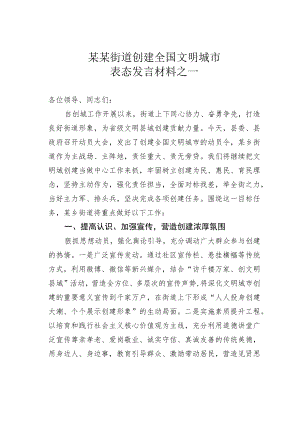 某某街道创建全国文明城市表态发言材料之一.docx