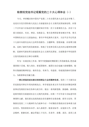 （2篇）检察院党组领导、政协委员观看党的二十大心得体会发言材料.docx